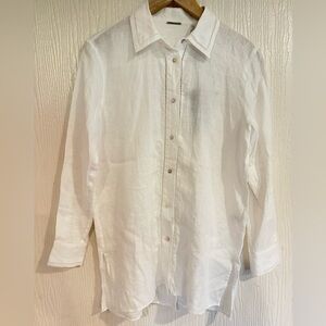 NWT Ellie Tahari White Linen Button Down Shirt XS